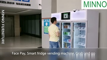 Face pay, smart fridge vending machine from MINNO company