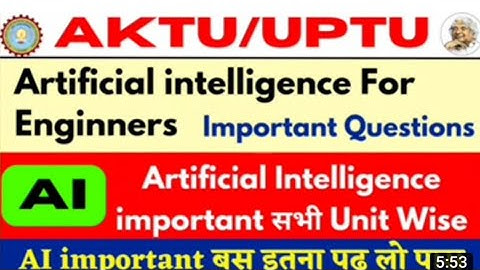 Ai Important Question | Artificial Intelligence Important Question | AKTU AI for Engineer Imp | AKTU