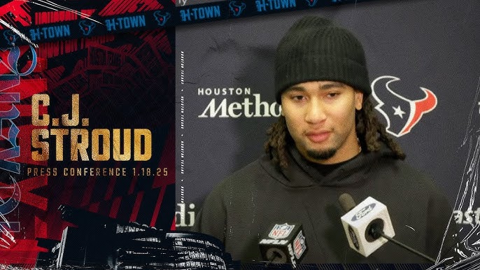 C.J. Stroud speaks after the Texans vs Chiefs Divisional Round playoff matchup
