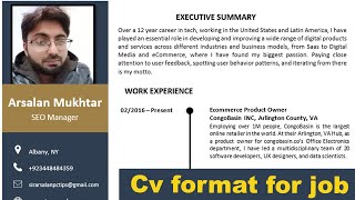 Cv format for job