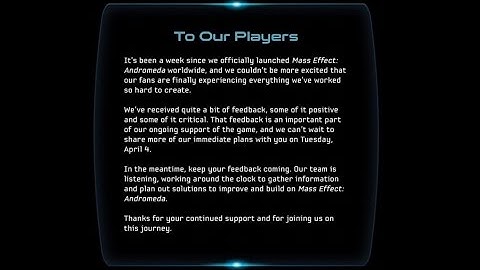 Bioware to adress Andromeda