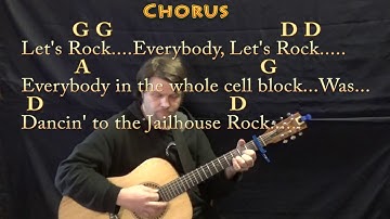 Jailhouse Rock (Elvis) Guitar Lesson Chord Chart with Chords/Lyrics - Capo 1st Fret
