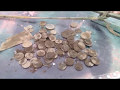Поиск с металлоискателем в Омской области. Более 130 медных монет и царское серебро.