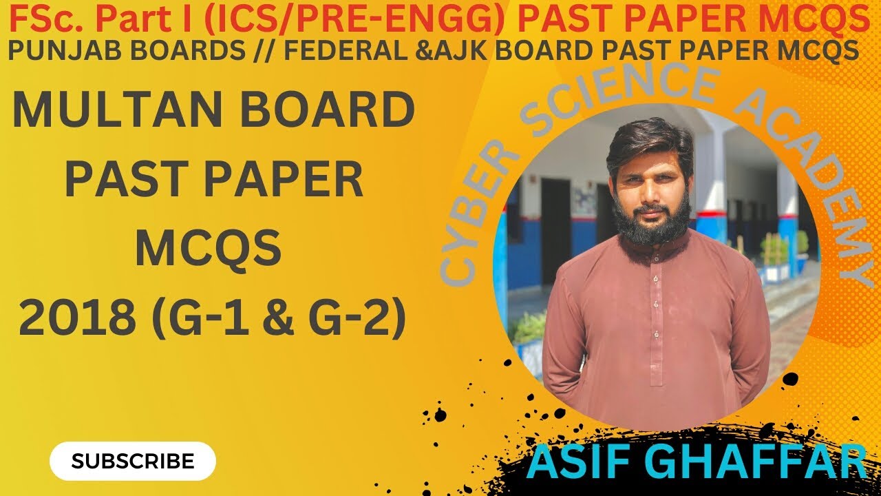 Multan board Math Fsc Part I Past Paper MCQS 2018 Group1&2 Punjab