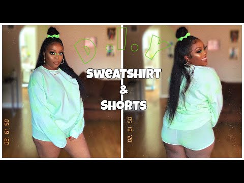 Quick & Easy Neon Green *TIE DYE* SweatShirt & Shorts Set