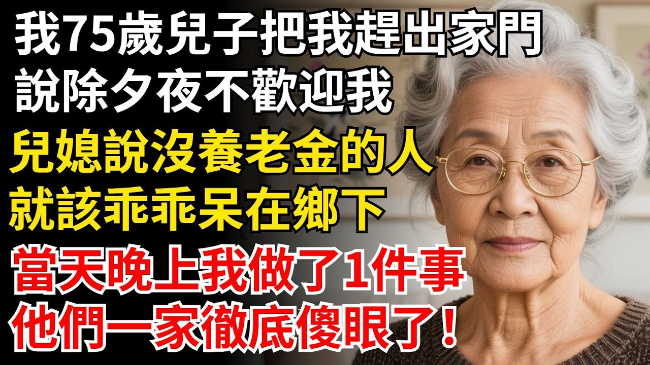 我75歲兒子把我趕出家門，説除夕夜不歡迎我，兒媳説沒養老金的人，就該乖乖呆在鄉下，我做了1件事，他們一家徹底傻眼了！#晚年生活#中老年生活#為人處世#生活經驗#情感故事