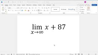 How to type limit with infinity symbol in word