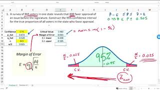 Eric's Statistics Lecture - Confidence Interval Estimate of Proportion with Excel - 2 Problems