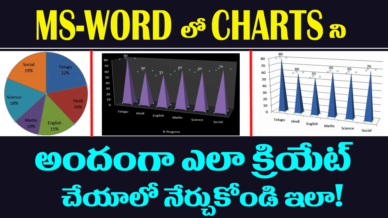 How to Create a Pie Chart in Microsoft Word 2007 || in telugu - YouTube