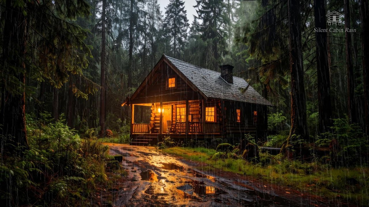 Cozy Forest Cabin in Heavy Rain | Relaxing Rain Ambience for Sleep ...