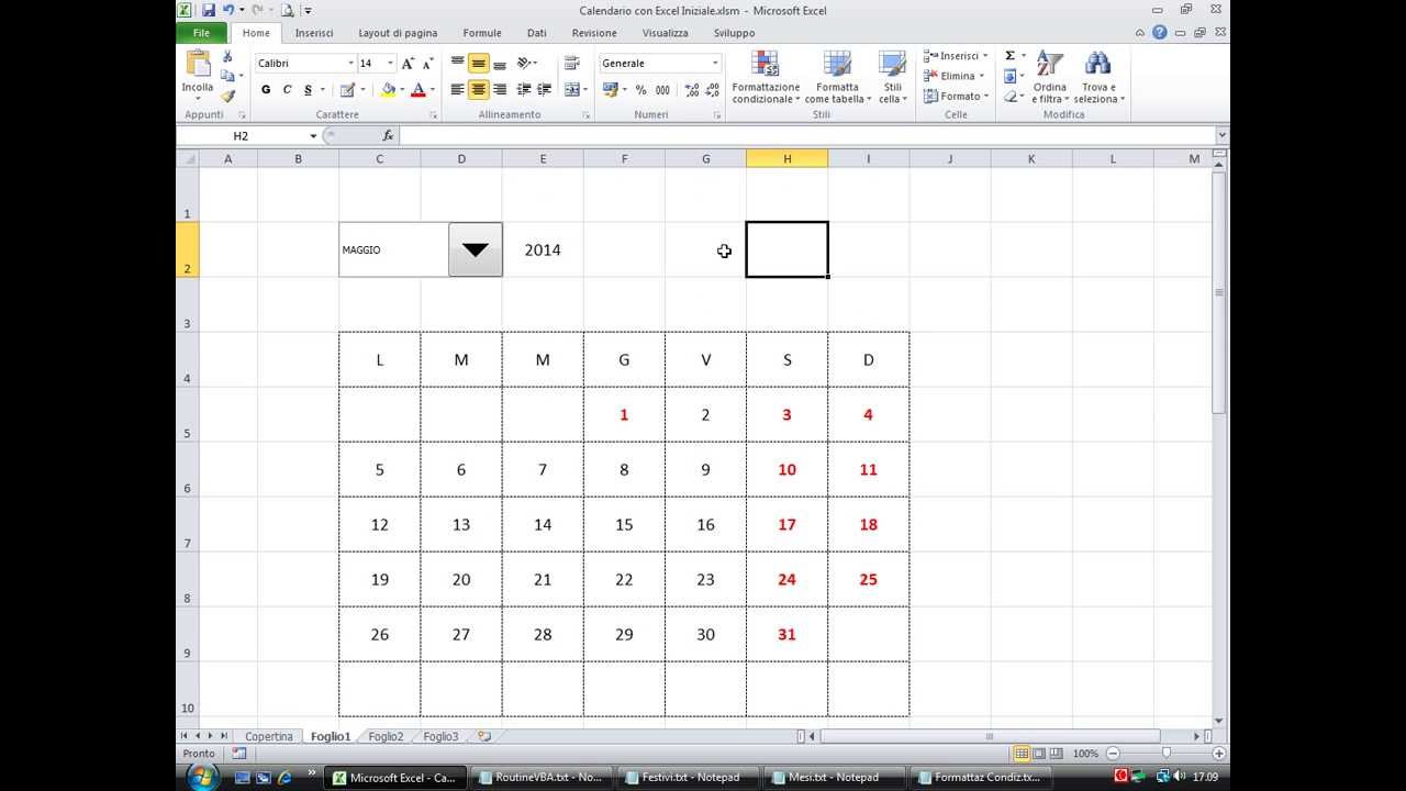 Como hacer calendarios en excel