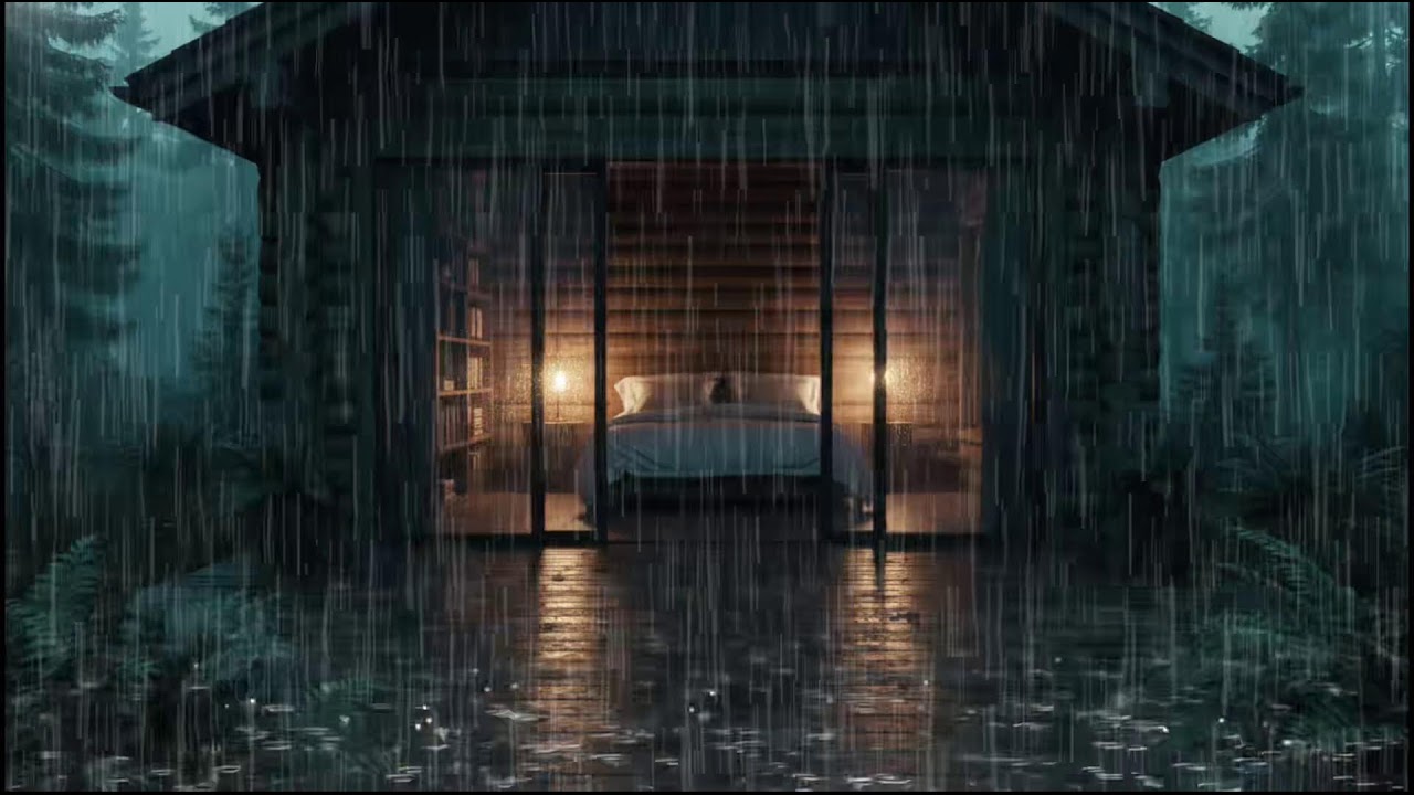 Gentle Forest Cabin Rain at Night | Relaxing Rain Ambience to Unwind Your Mind and Sleep
