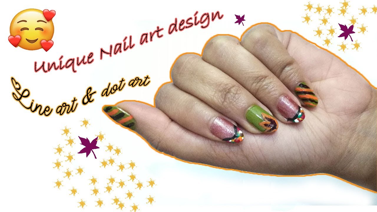 Beautiful nail art | line art & dot art | Nail art by Hareem - YouTube