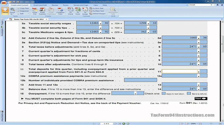 Tax Form 941 - Line 11 - Video