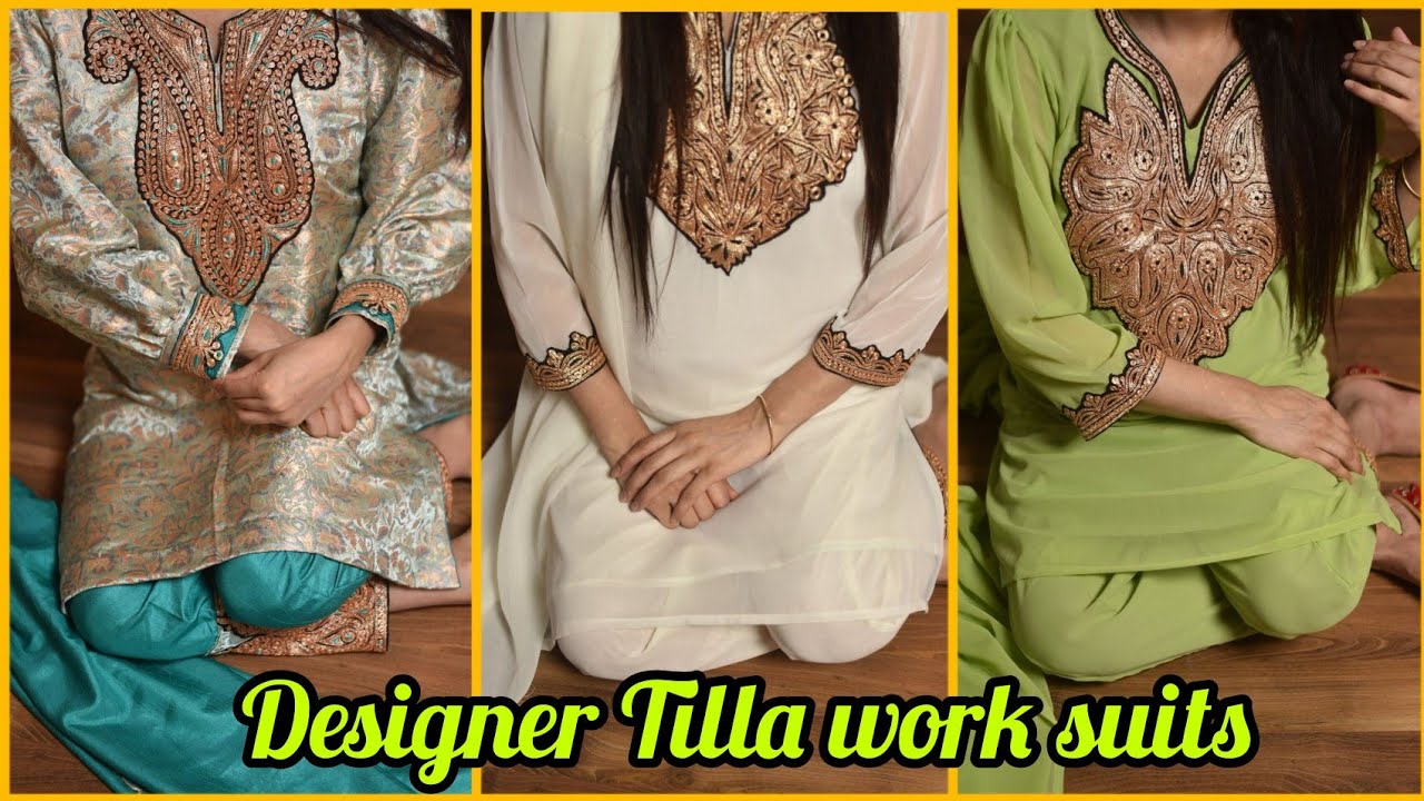Designer Tilla work suits 🍁 || kashmiri Tilla suits 2023 ❣️