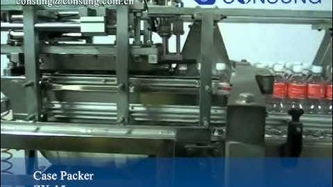 Drop type case packer for PET bottles