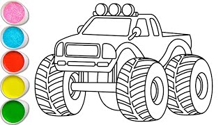 Menggambar dan Mewarnai Mobil Monster | Belajar Menggambar #47