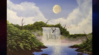 Learn How to paint a moon cloud scene in acrylic #547