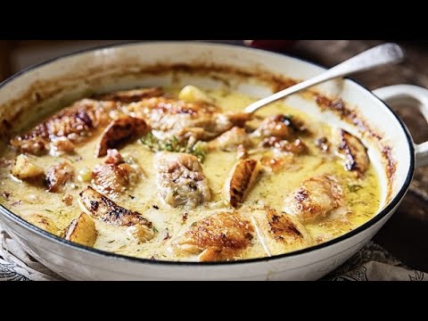 French Chicken Casserole with Apples and Apple Cider | Delicious Creamy Chicken Recipe
