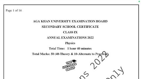 AKU-EB 9th Class Physics past paper 2022