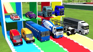 TRANSPORTING MIXER TRUCK, POLICE CARS, FIRE TRUCK WITH MAN TRUCK | FS22 MODS | Farming Simulator 22 screenshot 5