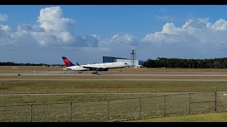 Pensacola Plane Spotting. Delta B757 Takeoff reg N669DN 11-7-22