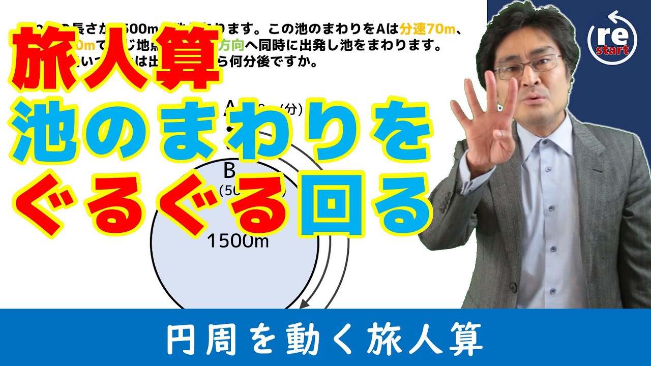 【中学受験・SPI・公務員試験対策】円周を動く旅人算 （旅人算3 基本編)