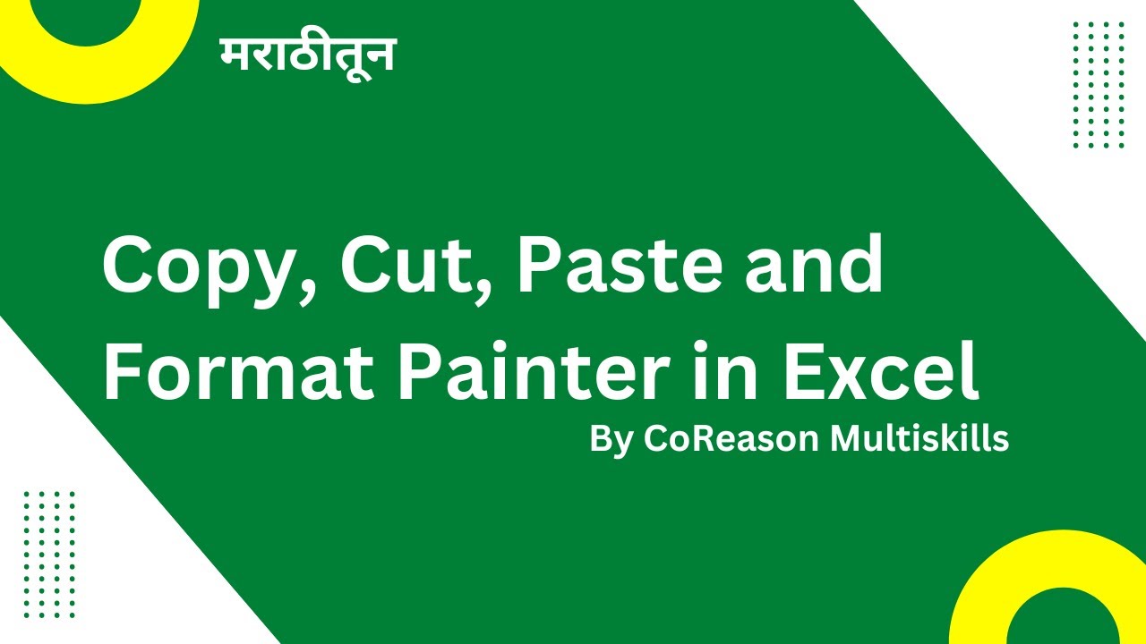 Copy Cut Paste And Format Painter In Excel YouTube
