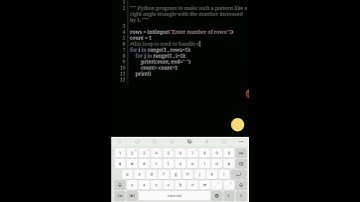 Python program to make such a pattern like a right angle triangle with the number increased by 1