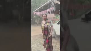 Beautiful Aunt Bathing In The Heavy Rain