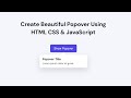 Create Beautiful Popover Using HTML CSS &amp; JavaScript | No Library | Beginner Friendly