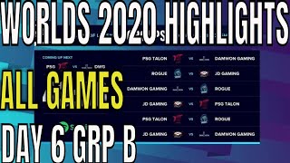 Worlds 2020 Day 6 Highlights ALL GAMES Group B - Rogue, JD Gaming, Damwon Gaming, PSG Talon