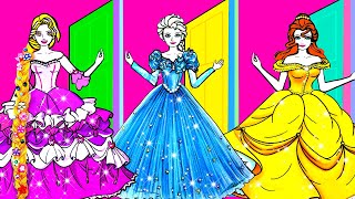 Paper Dolls Dress Up - Elsa Disney Princess Dresses Handmade Quiet Book Paper Crafts - Barbie Story