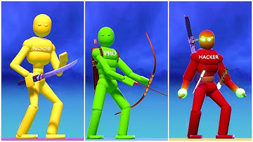 NOOB & PRO & HACKER VS 15 Ragdoll Army Physics Battles in Overgrowth #3