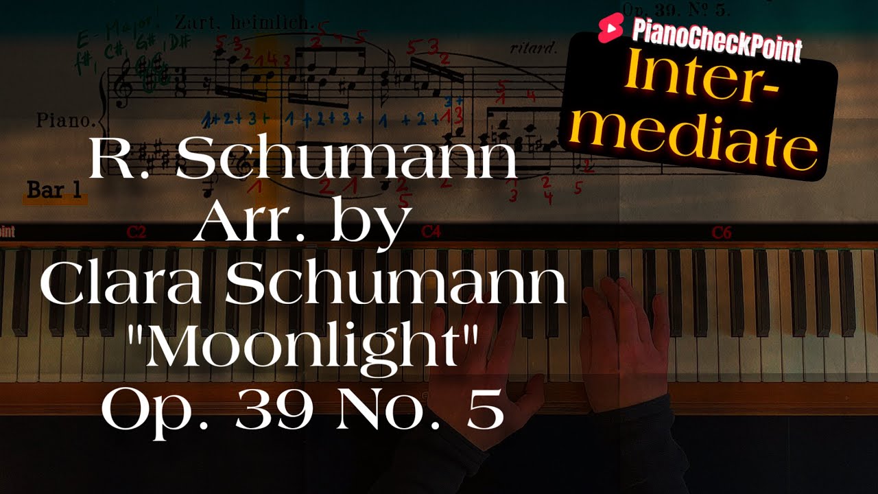 R. Schumann/C. Schumann: Moonlight, Slow Motion Piano Tutorial