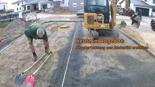 Pflasterbettung erstellen mit Hunklinger Abziehhilfen (Planflieger), Cat 301.8 mit Engcon Ec02
