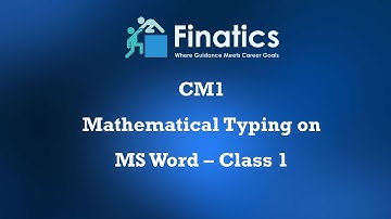 CM1 Mathematical Typing on MS Word Class 1 | Chapter - Time Value of Money & Interest Rates