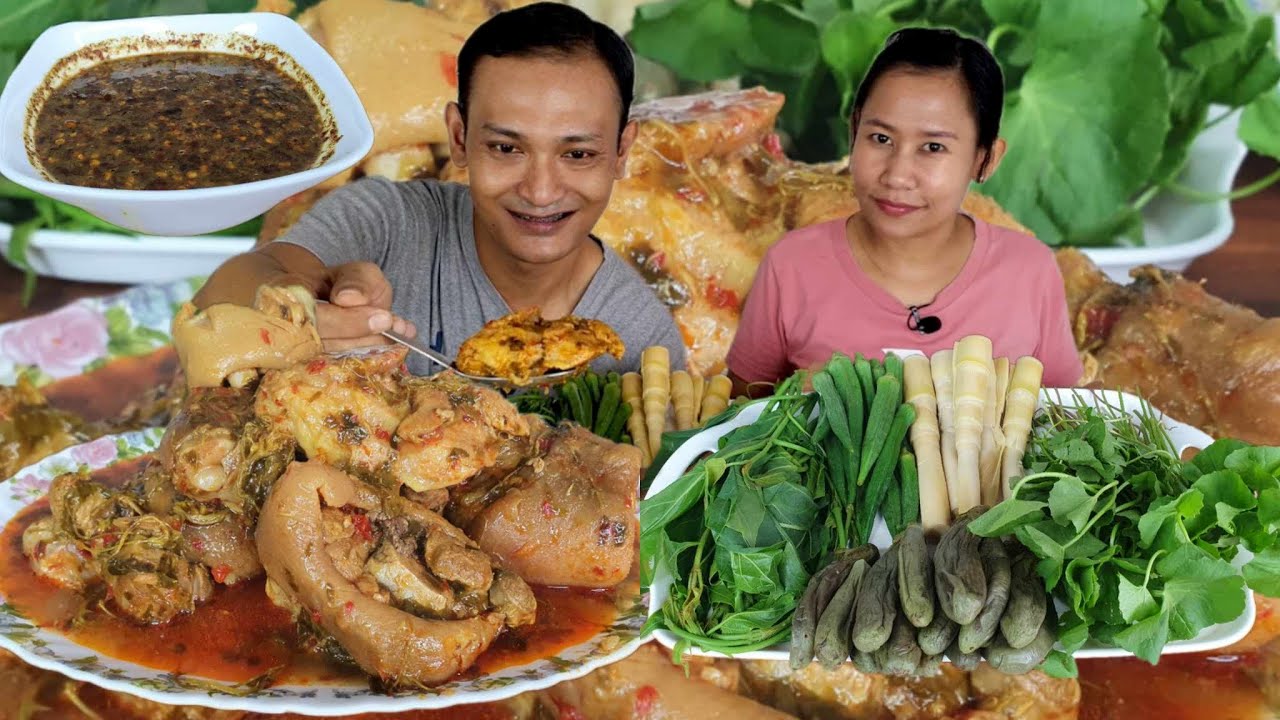 ဝက်ခြေထောက်တွေကိုကင်ပွန်းချဥ်ရွက်လေးနဲ့တစ်မျိုးလေးဆန်းအောင်ချက်ပြီး ငါးပိရည်တို့စရာလေးနဲ့အပီကြိတ်မယ်