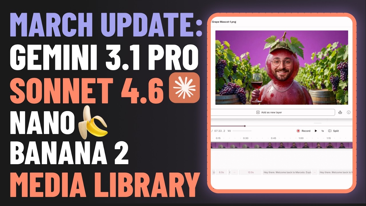 What's new in Descript (March 2026) I Media library, Sonnet 4.6, Gemini Pro 3.1