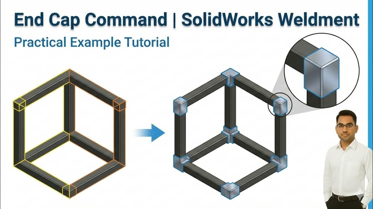 SolidWorks Weldment End Cap Command Tutorial | Practical Example for ...