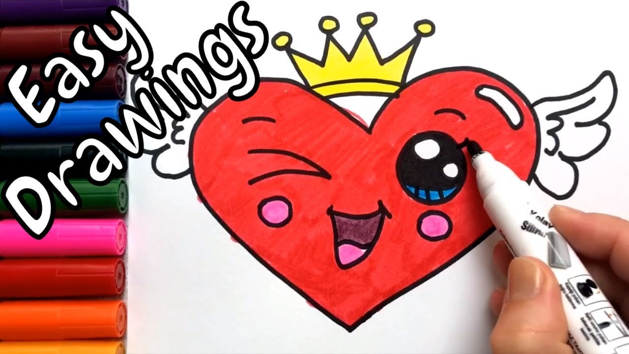 Featured image of post Cute Drawings Heart With Wings