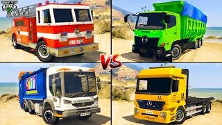 SA Fire Truck vs Recovery Truck vs Hino Truck vs Service Truck - GTA 5 Which Car is best?