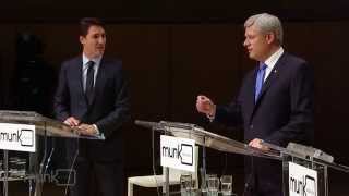 Harper and Trudeau spar over C-24 at Munk debate