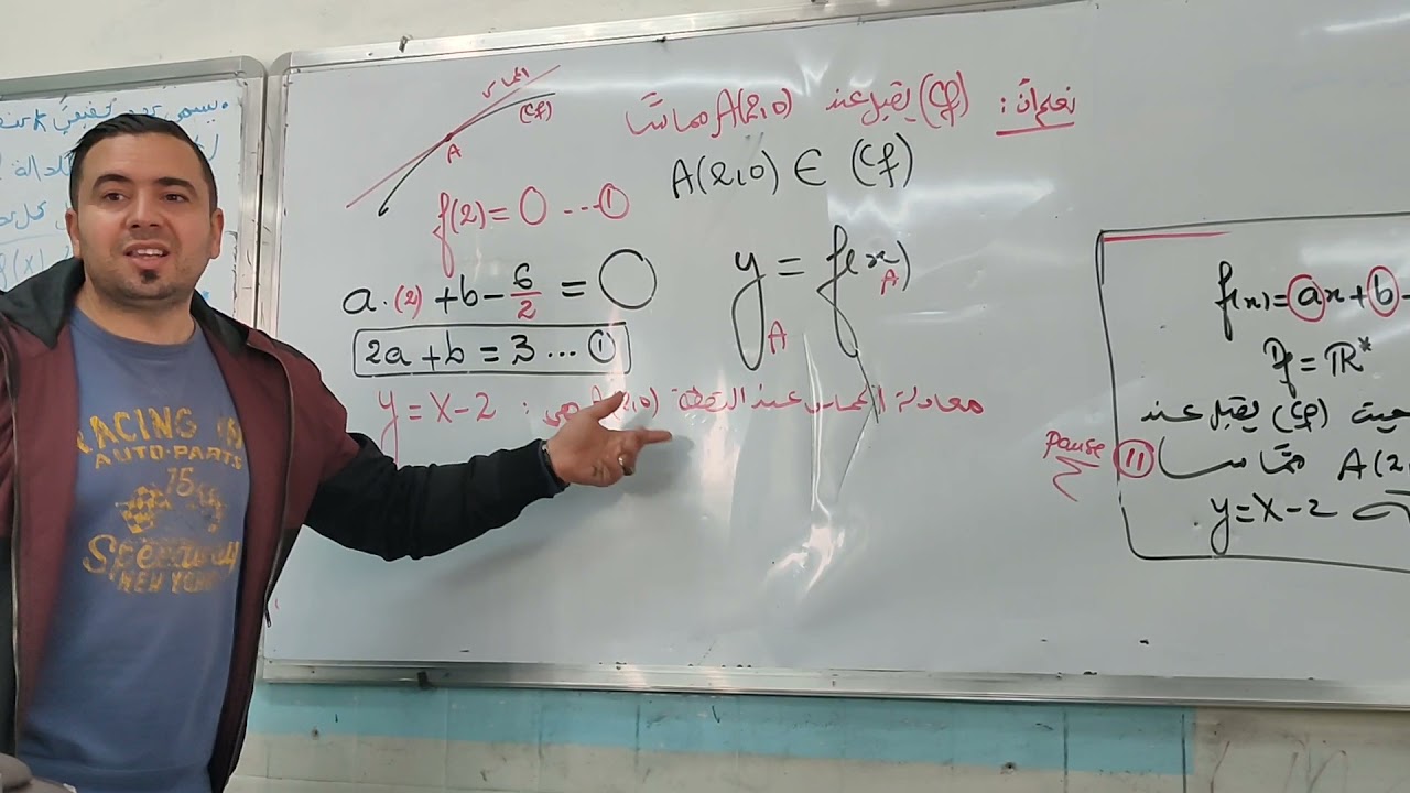 معامل توجيه المماس وتطبيقاته تمرين نار نار#الأستاذ #رياضيات #ثالثة_ثانوي #الدوال