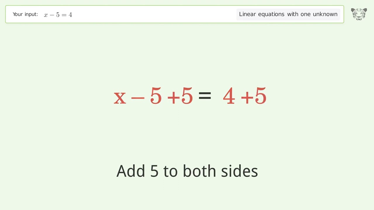 Linear Equation With One Unknown Solve X 5 4 Step by step Solution Linear Equation With One Unknown Solve X 5 4 Step by step Solution