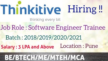 Thinkitive Technologies Hiring freshers for the Role of Software Engineer Trainee |