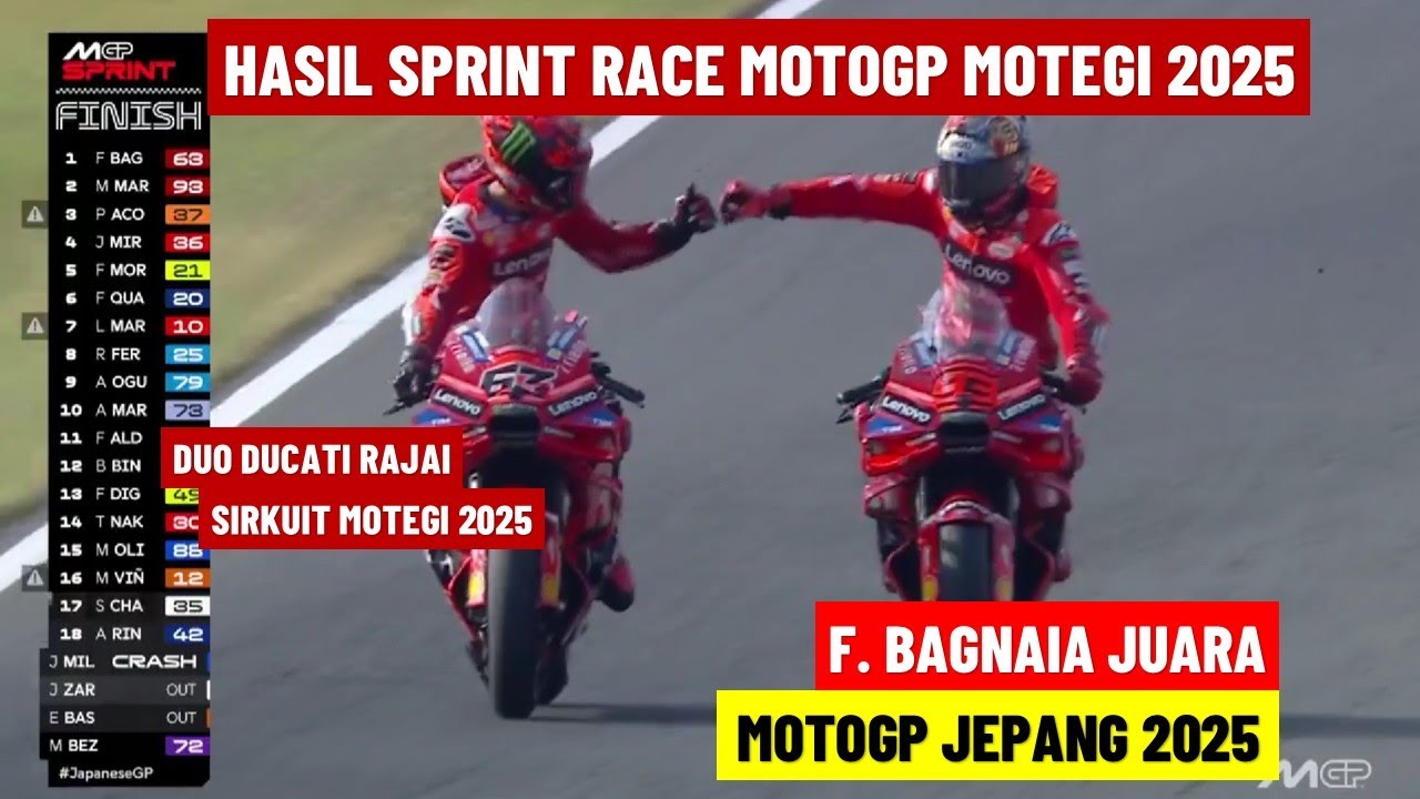Hasil Sprint Race MotoGP Jepang 2025: Francesco Bagnaia Juara | Hasil ...