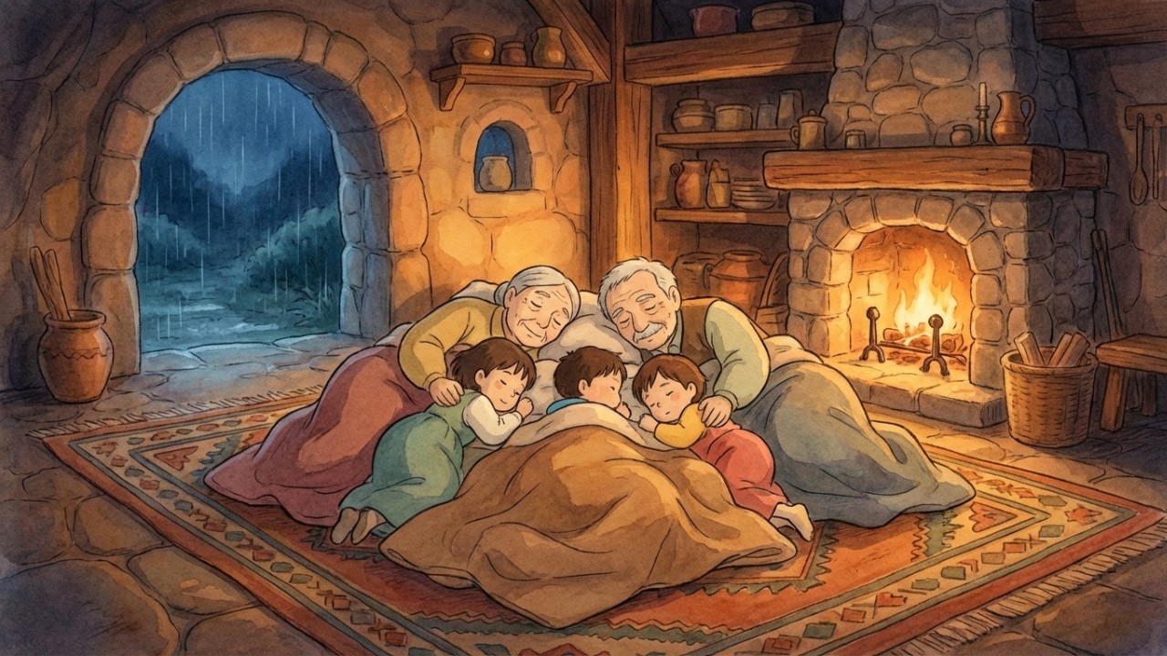 Safe in the Grandparents’ Cave During the Night Storm 🌧️🕯️Ghibli Vibe | Ghibli Warm Corners