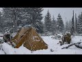 Caught in a snow storm - winter solo overnighter in hot tent