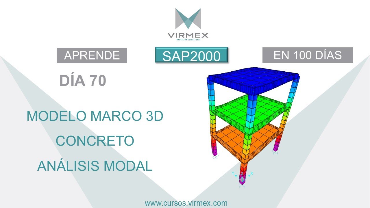 Aprende SAP2000 en 100 días.Día 70: Análisis modal de marco 3d de ...